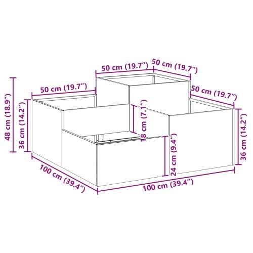 Vrtna saksija 100x100x48 cm Galvanizirani čelik Cijena