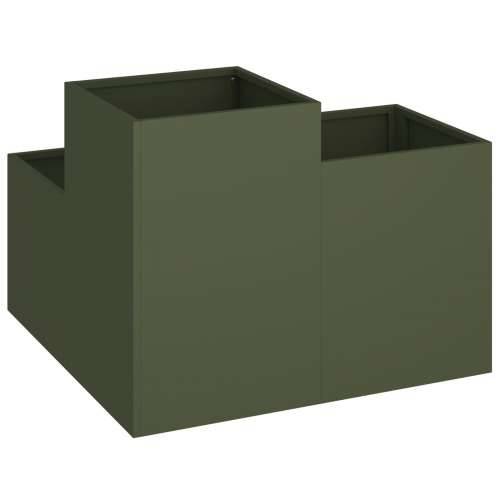Vrtna sadilica 80x80x60 cm Maslinasto zelena Čelik Cijena