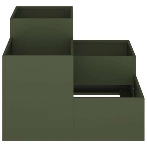 Vrtna sadilica 80x80x60 cm Maslinasto zelena Čelik Cijena