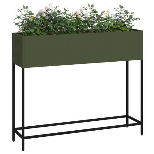 Povišeni vrtni saksija 100x26x82 cm Maslinasta čelik Cijena
