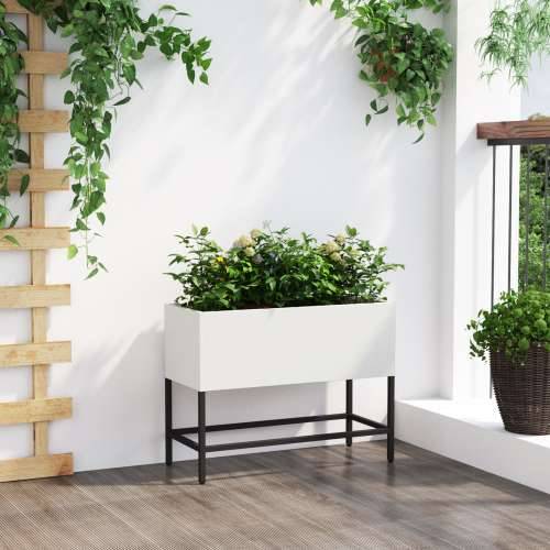 Povišeni vrtni gredica 60x26x45 cm Bijeli čelik Cijena