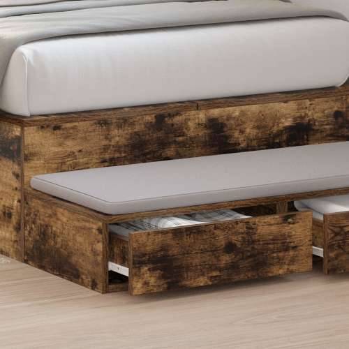 Ladice za krevet od dimljenog hrasta 100x36,5x16,5 cm od konstruiranog drveta Cijena