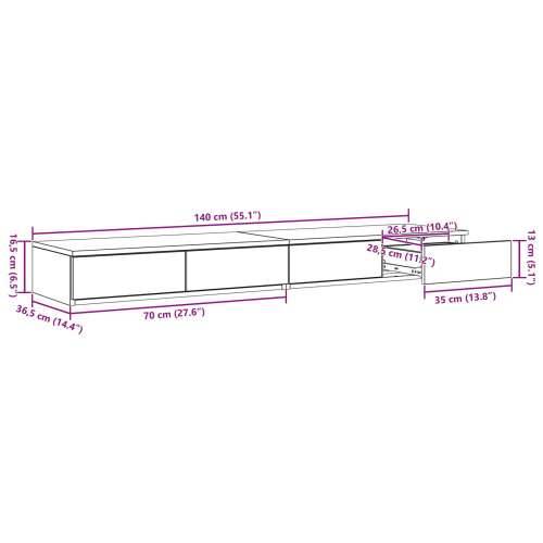 Noćni ormarić Bijeli MDF 140 x 36.5 x 16.5 cm Noćni ormarić Cijena
