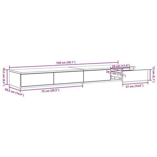 Noćni ormarići Crni hrast Drvo 150 x 36.5 x 16.5 cm Noćni ormarić Cijena