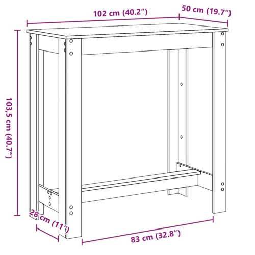 Barski stol Crni Hrast 102x50x103,5 cm Inženjersko drvo Cijena