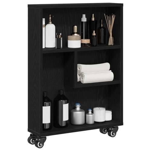 Uski Trolej za Skladištenje Crni Hrast 48x13x68 cm Konstruirano Drvo Cijena