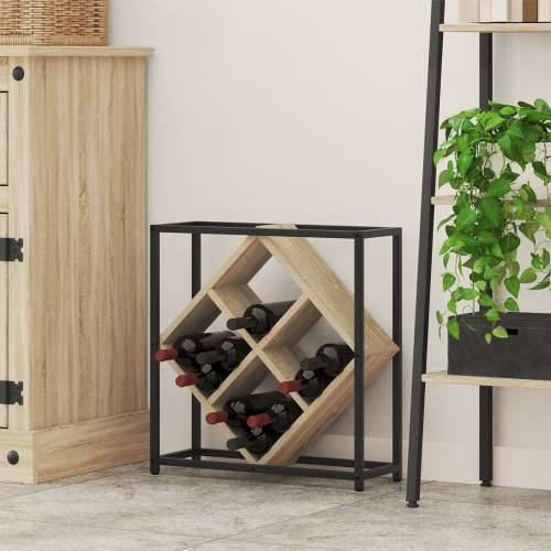 Stalak za vino Sonoma hrast, Crna Iverica, Metal Srednji Cijena