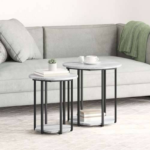 Srednji stol 2 kom Siva Sonoma MDF i metal Cijena