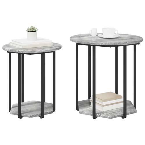 Srednji stol 2 kom Siva Sonoma MDF i metal Cijena
