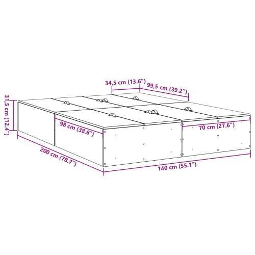 Okvir kreveta za pohranu dimenzija 140x200 cm od dimljenog hrasta Cijena