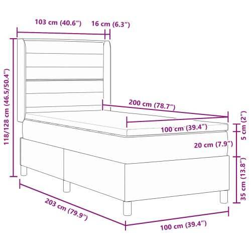 Box Spring Krevet s Madracem Taupe 100x200 cm Tkanina Cijena