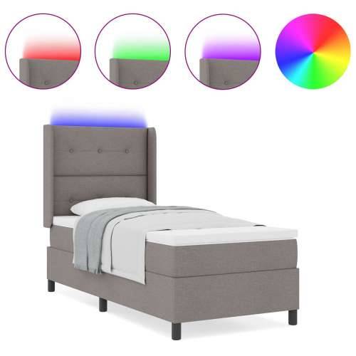 Box Spring Krevet s Madracem i LED-om Taupe 100x200 cm Tkanina Cijena