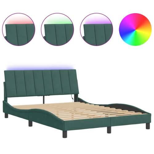 Okvir kreveta s LED svjetlima tamnozeleni 140x190 cm baršunasti - Tamnozelena 140 x 190 cm Cijena