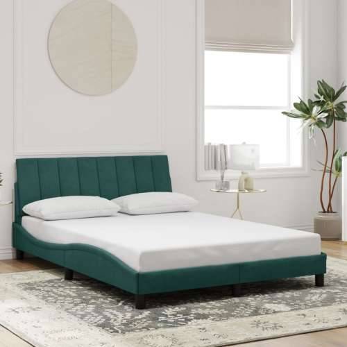 Okvir kreveta s LED svjetlima tamnozeleni 140x190 cm baršunasti - Tamnozelena 140 x 190 cm Cijena