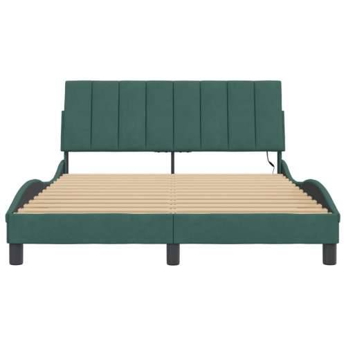 Okvir kreveta s LED svjetlima tamnozeleni 140x190 cm baršunasti - Tamnozelena 140 x 190 cm Cijena
