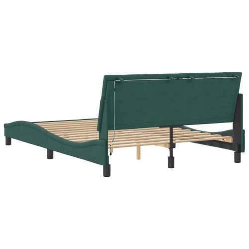 Okvir kreveta s LED svjetlima tamnozeleni 140x190 cm baršunasti - Tamnozelena 140 x 190 cm Cijena