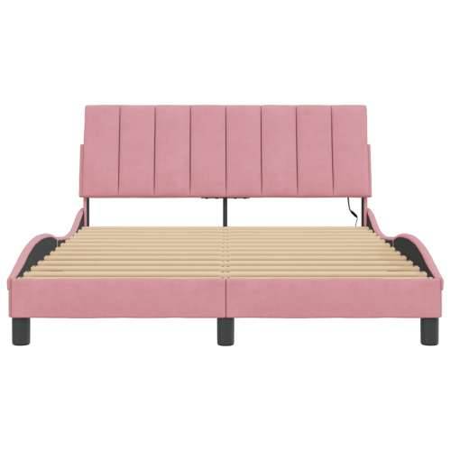 Okvir kreveta s LED svjetlima ružičasti 120 x 200 cm baršunasti - Ružičasta 120 x 200 cm Cijena