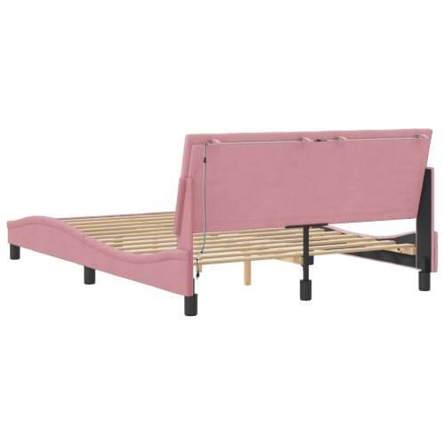 Okvir kreveta s LED svjetlima ružičasti 120 x 200 cm baršunasti - Ružičasta 120 x 200 cm Cijena