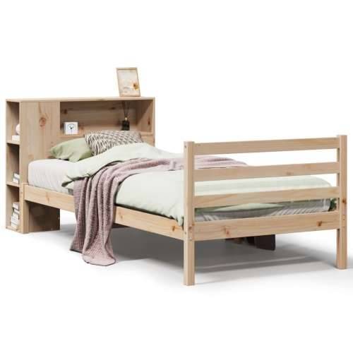 Krevet s regalom za knjige bez madraca 90x190 cm od borovine - Prirodna 90 x 190 cm Cijena