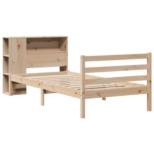 Krevet s regalom za knjige bez madraca 90x190 cm od borovine - Prirodna 90 x 190 cm Cijena