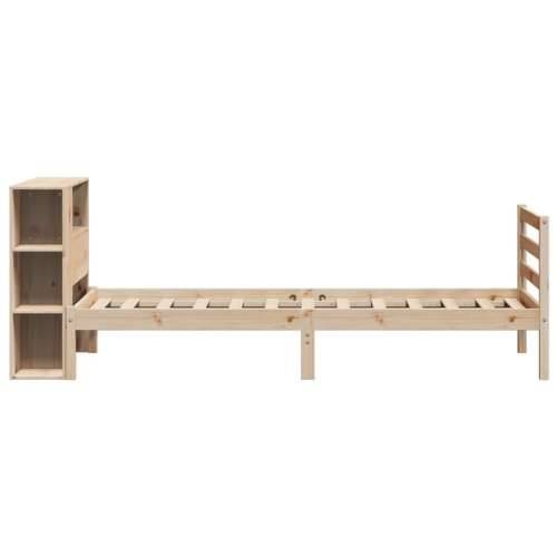 Krevet s regalom za knjige bez madraca 90x190 cm od borovine - Prirodna 90 x 190 cm Cijena
