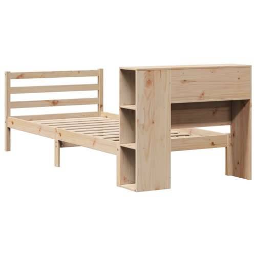 Krevet s regalom za knjige bez madraca 90x190 cm od borovine - Prirodna 90 x 190 cm Cijena