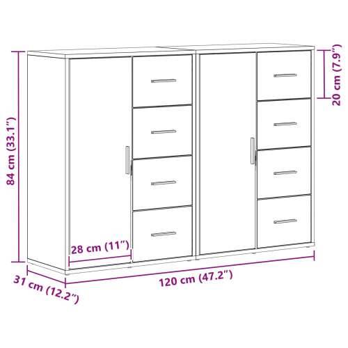 Sideboardi 2 komada Crni Hrast 60x31x84 cm Izrađen od drveta Cijena