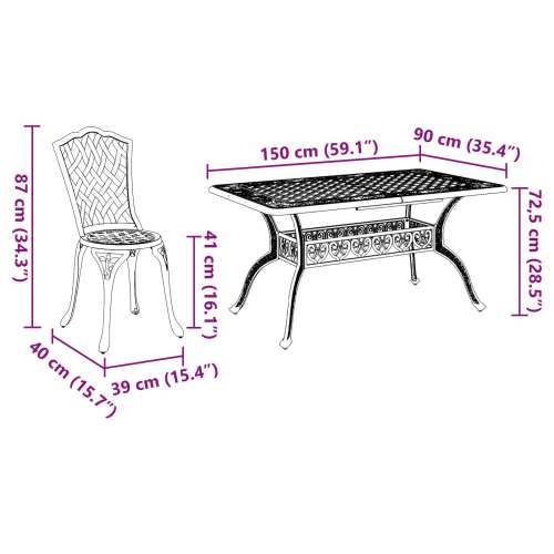 Set od 3 Bijela Lijevani Aluminij 150 x 90 x 72 cm Cijena