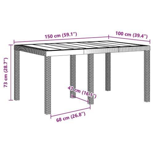 Stolić za vrt Smeđa 150x100x73 cm Poli Ratan Cijena