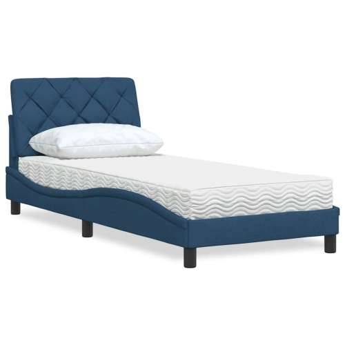 Krevet s madracem plavi 90 x 200 cm od tkanine - Plava 90 x 200 cm Cijena