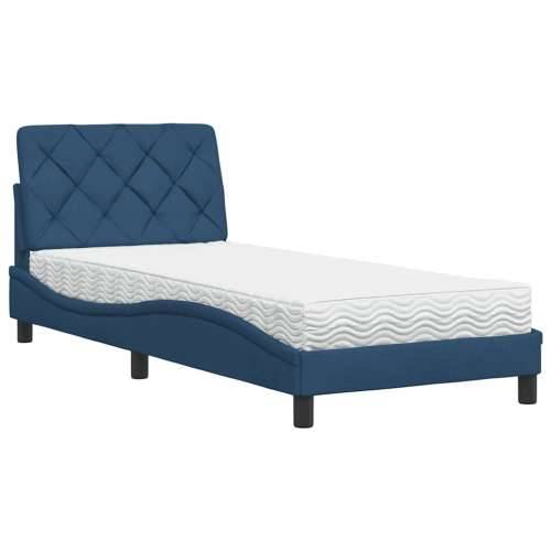 Krevet s madracem plavi 90 x 200 cm od tkanine - Plava 90 x 200 cm Cijena