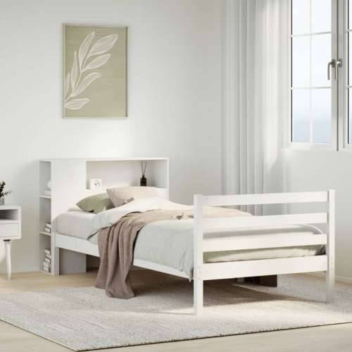 Krevet s regalom za knjige bez madraca bijeli 75x190cm borovina - Bijela 75 x 190 cm Cijena