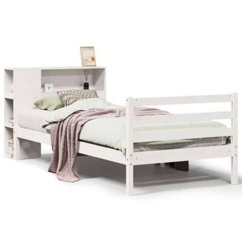 Krevet s regalom za knjige bez madraca bijeli 75x190cm borovina - Bijela 75 x 190 cm Cijena