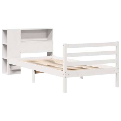 Krevet s regalom za knjige bez madraca bijeli 75x190cm borovina - Bijela 75 x 190 cm Cijena