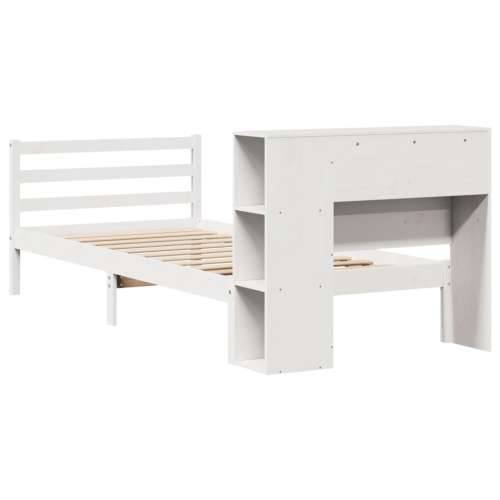 Krevet s regalom za knjige bez madraca bijeli 75x190cm borovina - Bijela 75 x 190 cm Cijena