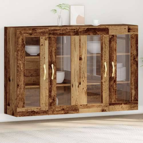 Zidni ormar Set od 2 Smeđi Masivno drvo 139 x 34 x 90 cm Bife Cijena