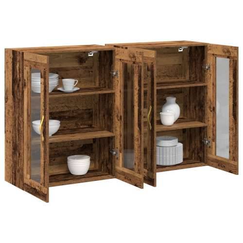 Zidni ormar Set od 2 Smeđi Masivno drvo 139 x 34 x 90 cm Bife Cijena