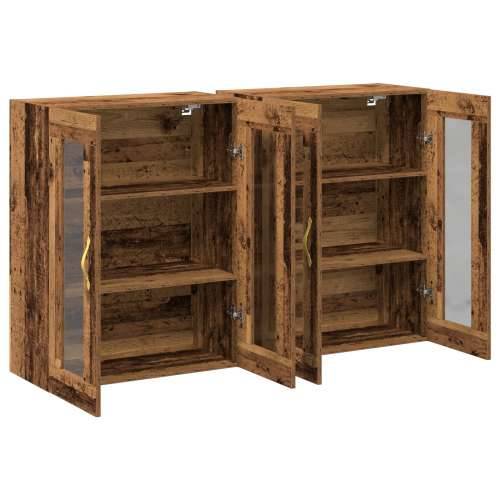 Zidni ormar Set od 2 Smeđi Masivno drvo 139 x 34 x 90 cm Bife Cijena
