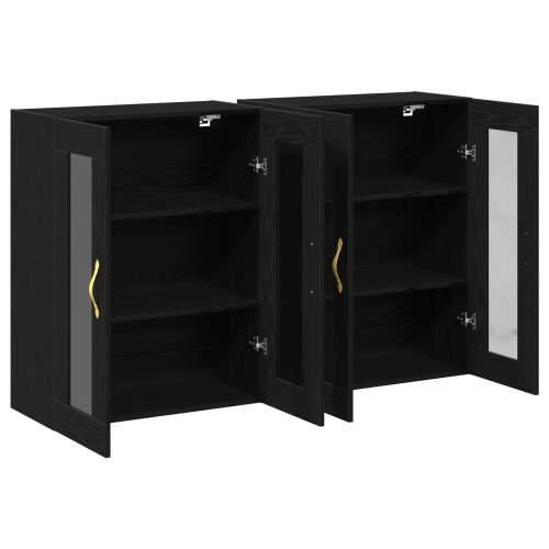 Zidni kabinet Set od 2 Crni hrast Drvo, Staklo 139 x 34 x 90 cm Cijena