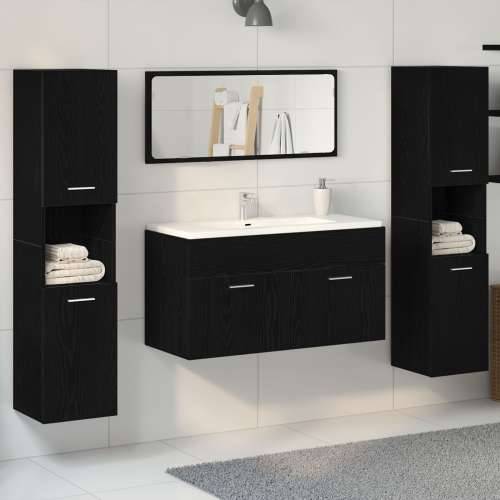 Set namještaja za kupaonicu, 4 komada, crni hrast, konstruirano drvo Cijena