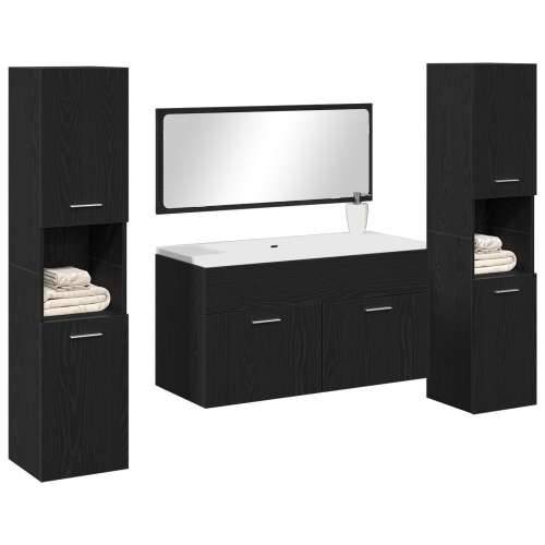 Set namještaja za kupaonicu, 4 komada, crni hrast, konstruirano drvo Cijena