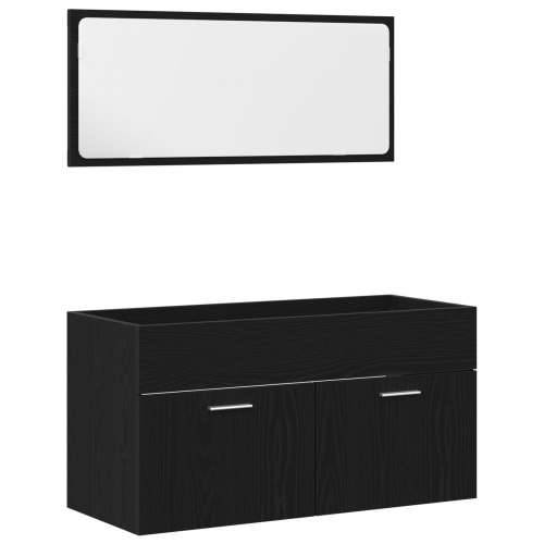 Set namještaja za kupaonicu, 4 komada, crni hrast, konstruirano drvo Cijena