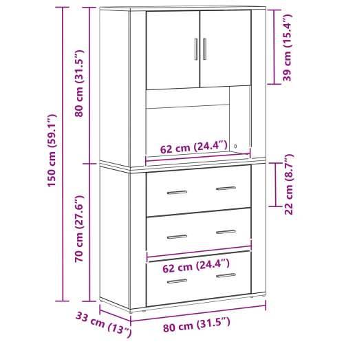 Visoki ormar od umjetnog hrasta 80x33x150 cm konstruirano drvo Cijena