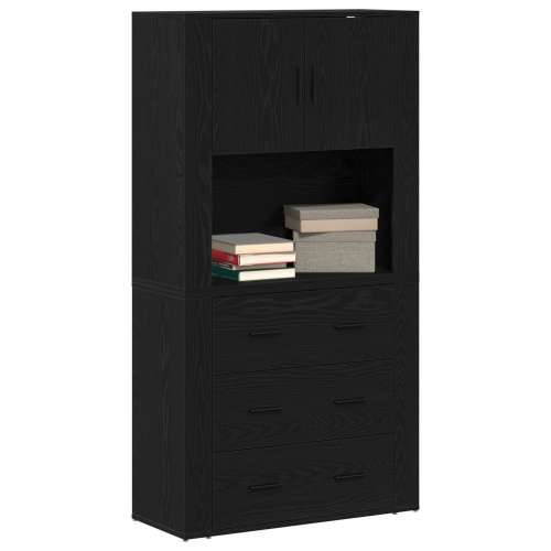 visoki ormar crni hrast 80x33x150 cm konstruirano drvo Cijena