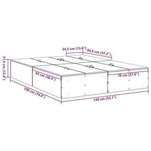 KREVET S PROSTOROM ZA POHRANU SIVI SONOMA 140x190 cm Cijena