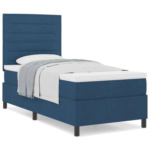 Krevet s Box Springom s Madracem Plavi 90x200 cm Tkanina Cijena