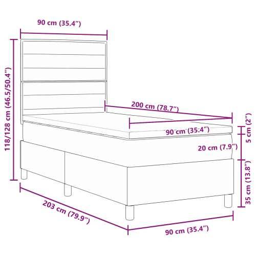 Krevet s Box Springom s Madracem Plavi 90x200 cm Tkanina Cijena