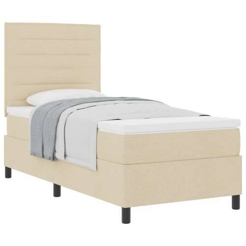 Krevet s podnicom s madracem krem 100x200 cm tkanina Cijena