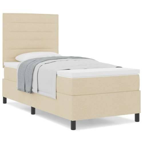 Krevet s podnicom s madracem krem 100x200 cm tkanina Cijena
