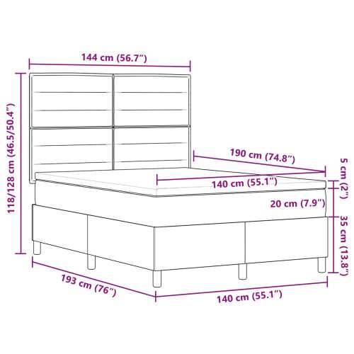 Box Spring Krevet s madracem Tamnosmeđa 140x190 cm Tkanina Cijena